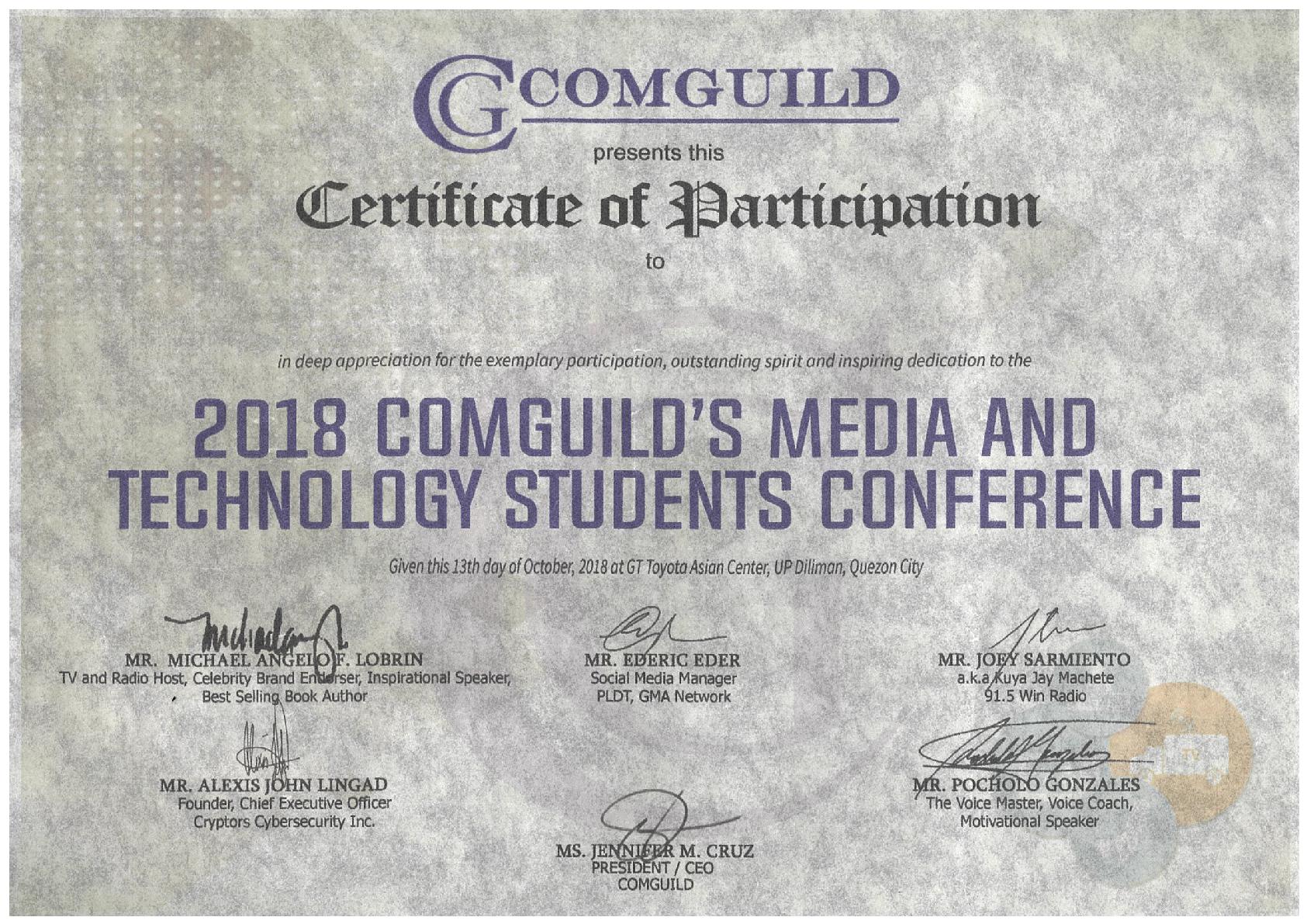 2018 COMGUILD’S Media and Technology Students Conference